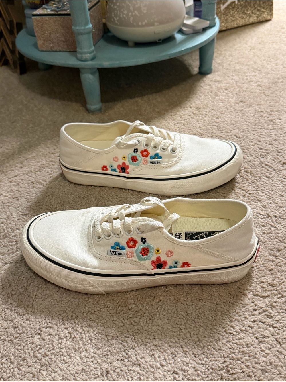 Vans Authentic VR3 SF sneakers white colorful groovy floral embroidery 8.5